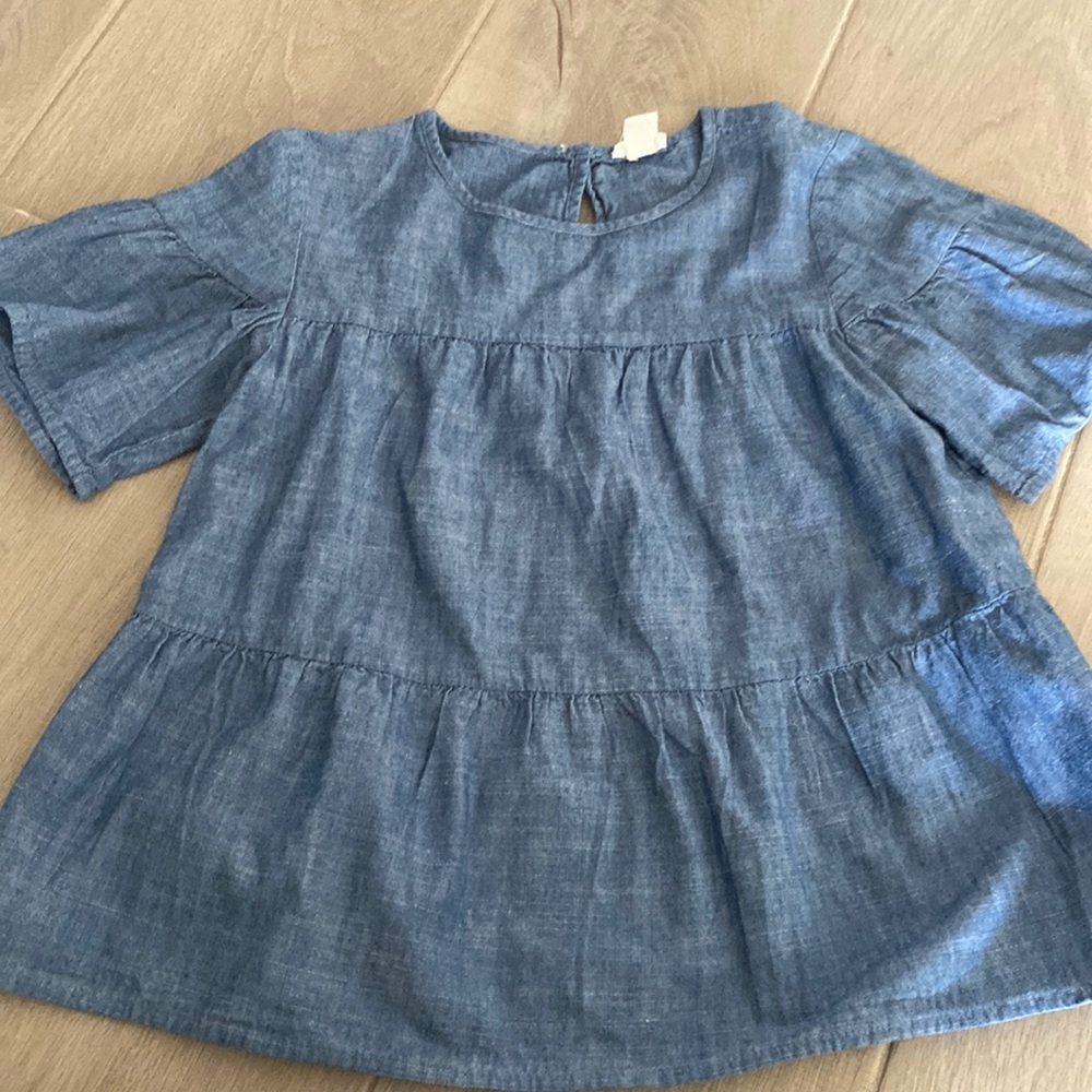 NWOT Crewcuts Chambray Tiered Blouse